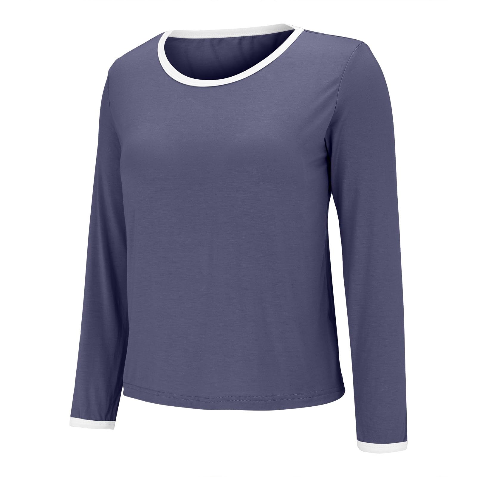 Women's Long Sleeve Sports Bra Top - Built-in Support Cotton Pullover Sweatshirt for Yoga, Running & Workouts - Comfy Workout Shirt with Built-in Bra