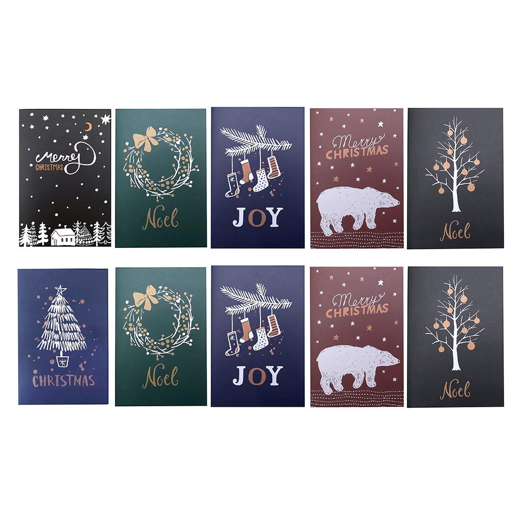 10Pcs Christmas Greeting Cards Set - Holiday Blessing & Wish Cards for Xmas Party Decorations, Home Celebration, Gifts & Festive Greetings (Random Styles)