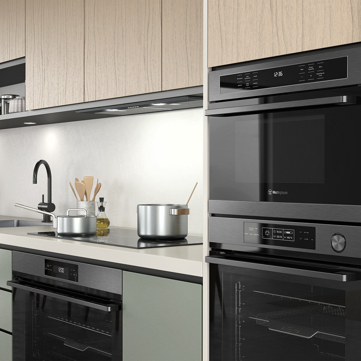 Westinghouse 44L Built-in Microwave Oven Combo 900W Stainless Steel WMB4425DSC - Perfect for Kitchen Remodeling & Small Space Cooking