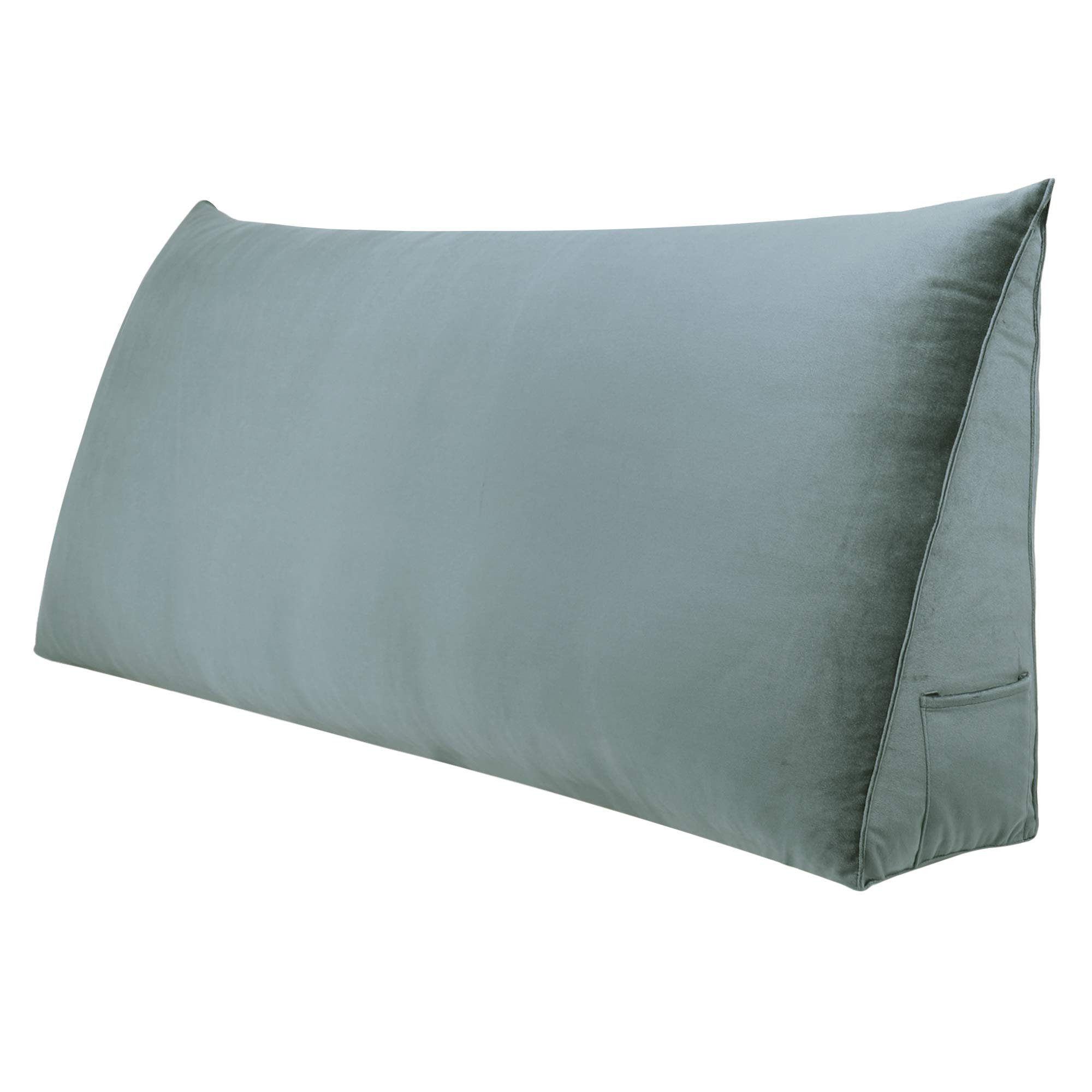 Johnear Velvet Large Headboard Pillow - No Buttons, Triangular Wedge Pillow for Bed Support, Reading & Rest, Upholstered Backrest with Removable Cover - Perfect for Back Pain Relief, Lounge Chair Support & Bedroom Decor