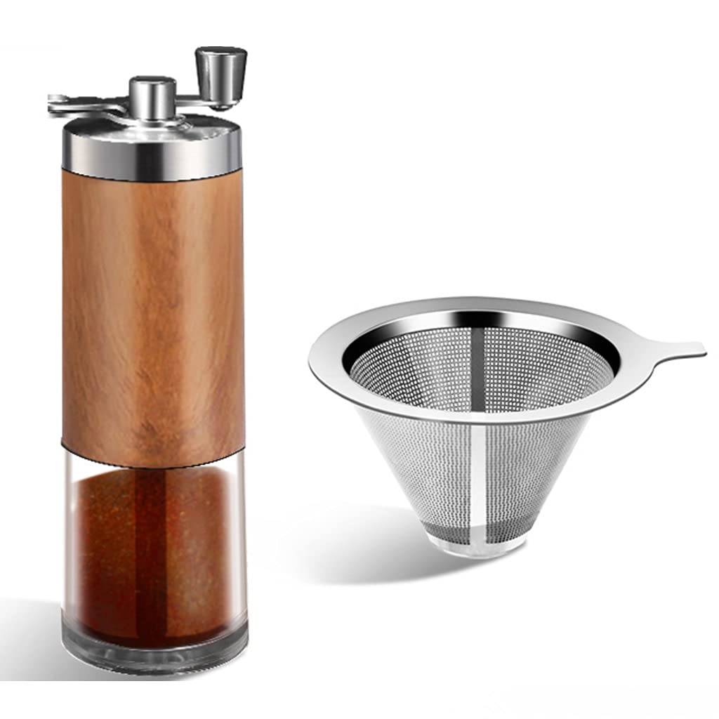Premium Manual Espresso Coffee Grinder - Hand Crank Bean Grinder for Home Use, Adjustable Coarseness, Portable 5.2 x 15.7cm (Brown) - Perfect for Camping, Travel & Fresh Espresso Brewing