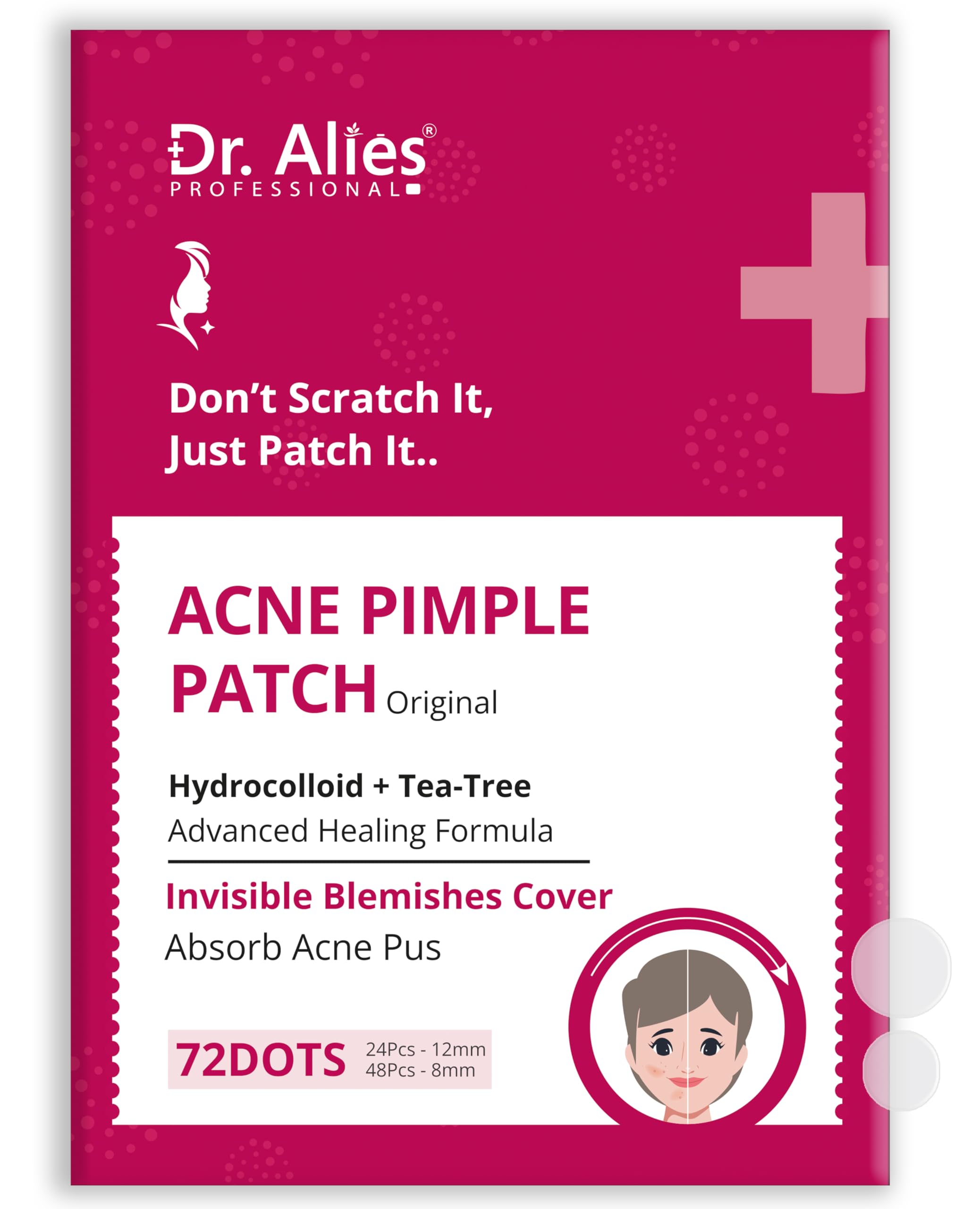 Hydrocolloid Acne Pimple Patch - 72 Dots | Fast Healing Spot Treatment for Zits, Blemishes & Breakouts | Vegan, Cruelty-Free Skincare | Face Care for Overnight Healing | Perfect for Teens & Adults with Acne-Prone Skin