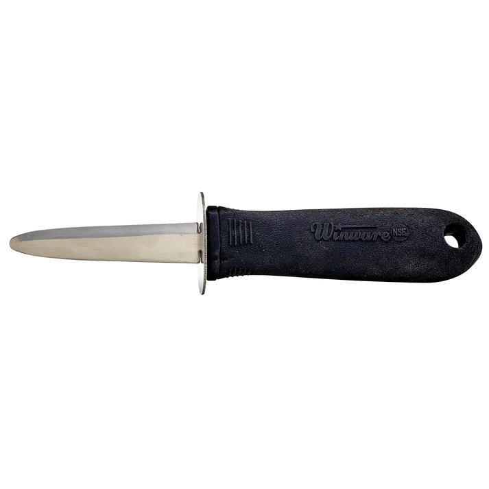 Winco 2.75 Inch Stainless Steel Oyster Knife with Soft Grip Handle - Perfect for Shucking Oysters, Clams, and Shellfish at Home or Professional Kitchens