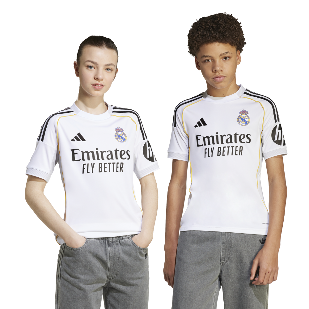 Official Real Madrid Youth Home Jersey 2025-2026 Season - Authentic Football Kit for Kids & Teens - Perfect for Matches, Training & Fan Support