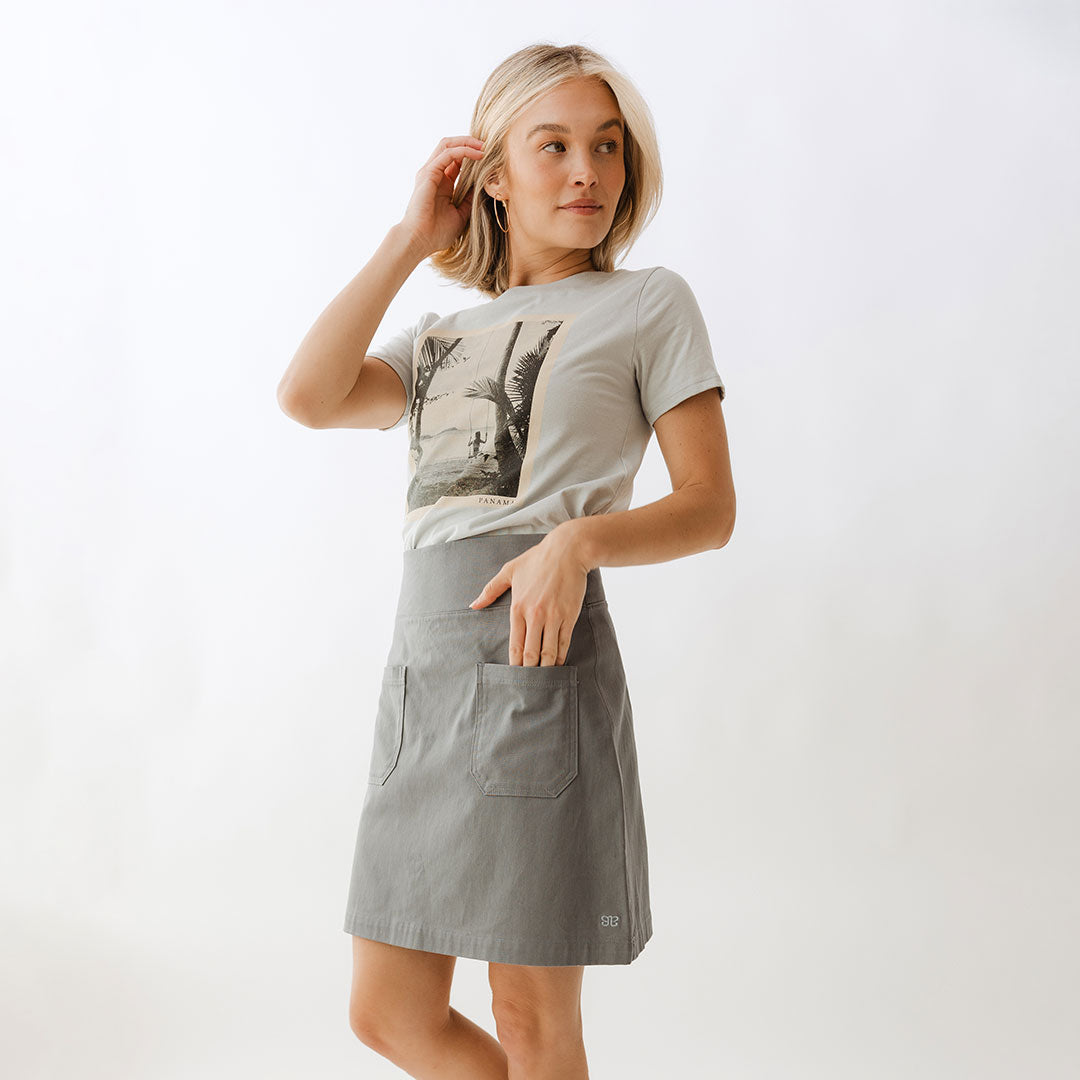 Stylish Grey Canvas Skirt for Women - Comfortable & Durable A-Line Skirt - Perfect for Casual Outings, Work & Summer Fashion