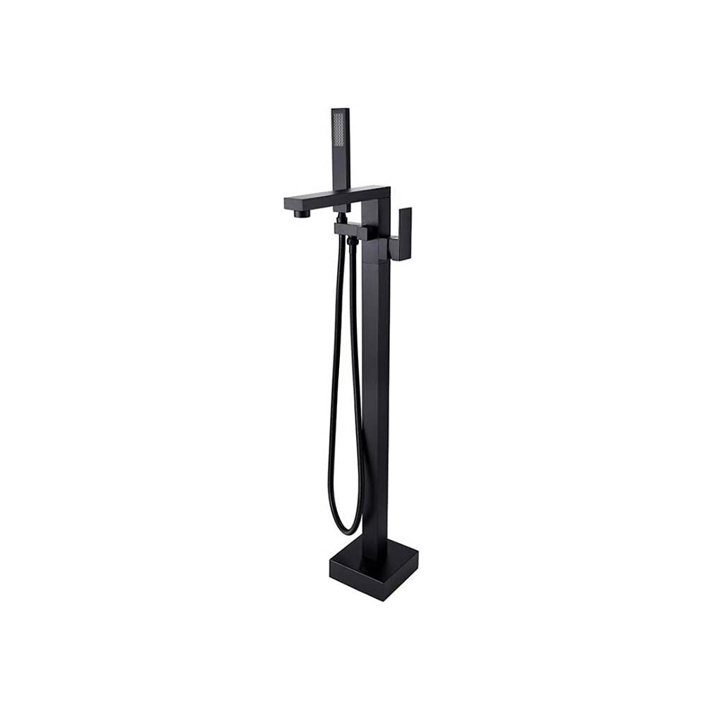 Matte Black Floor Mount Bathtub Faucet with Handheld Shower Mixer Tap - Premium Bathroom Tub Filler for Modern Showers | Perfect for Spa-Like Relaxation & Luxurious Bathroom Upgrades
