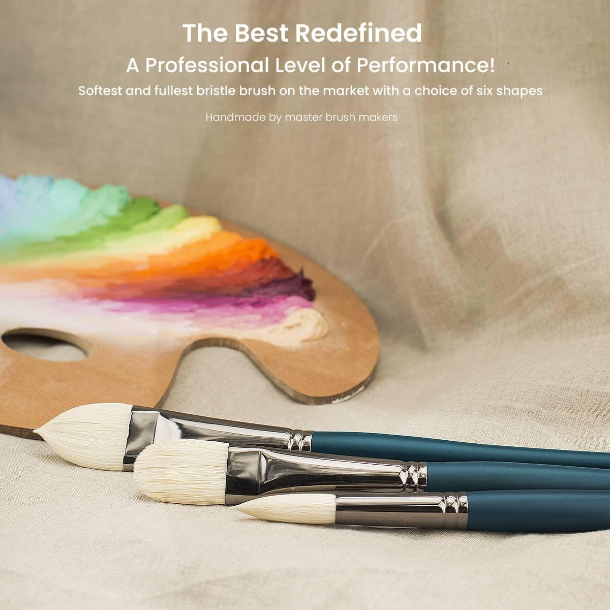 Imperial Professional Chungking Hog Bristle Brush - Flat #14 | Handmade Artist Oil Paint Brush with Nickel-Plated Brass Ferrules | Stiff Yet Soft Natural Bristles | Perfect for Canvas Painting, Acrylics & Oil Techniques | Long Handle for Comfortable Grip