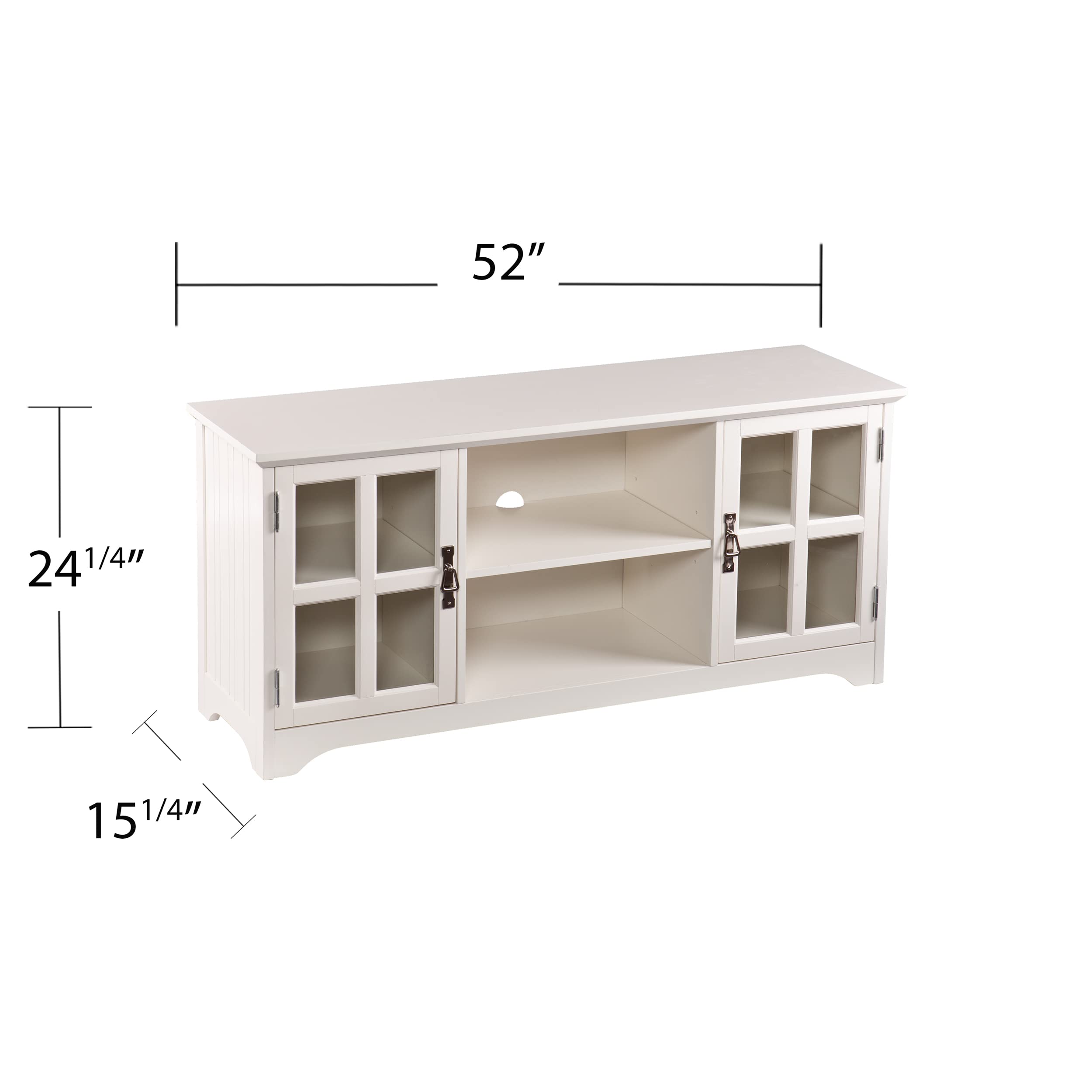 SEI Furniture Remington TV Stand Media Console with Storage - White | Entertainment Center for Living Room, Bedroom & Home Theater