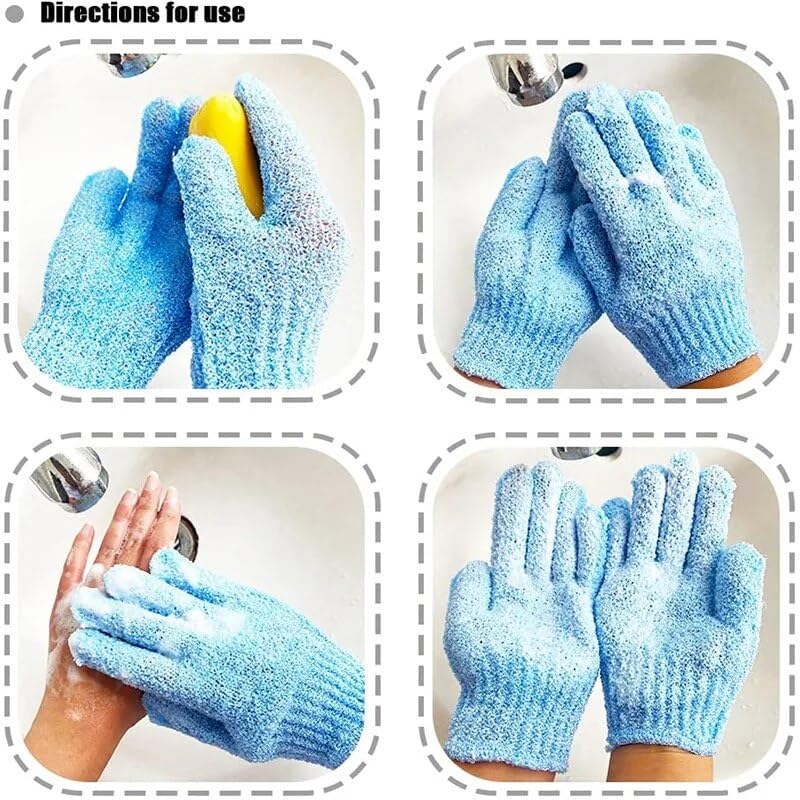 MobFest® Exfoliating Bath Gloves for Men & Women - Dead Skin Removal Scrubber - Soft Exfoliating Mittens for Smooth Skin - Set of 3 Multicolor - Perfect for Shower, Spa & Body Care Routine