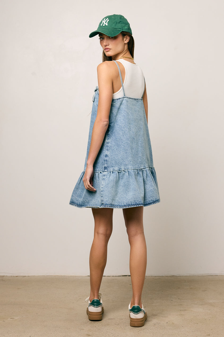 Mardie Women's Denim Mini Dress - Stretch High Waist Short Sleeve Casual Outfit for Summer, Date Night & Weekend Wear