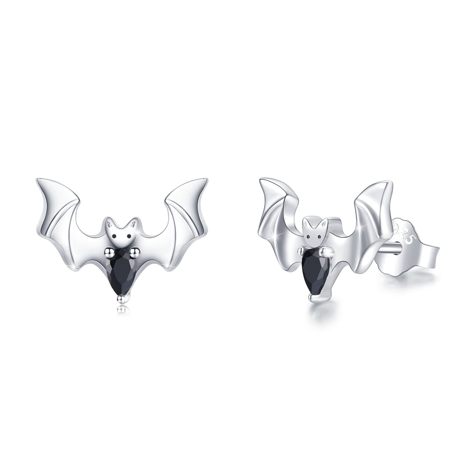 Halloween Bat Stud Earrings - S925 Sterling Silver Hypoallergenic Jewelry | Cute Animal Earrings for Women, Girls, Girlfriend, Wife & Daughter | Perfect for Costume Parties, Gothic Fashion & Everyday Wear