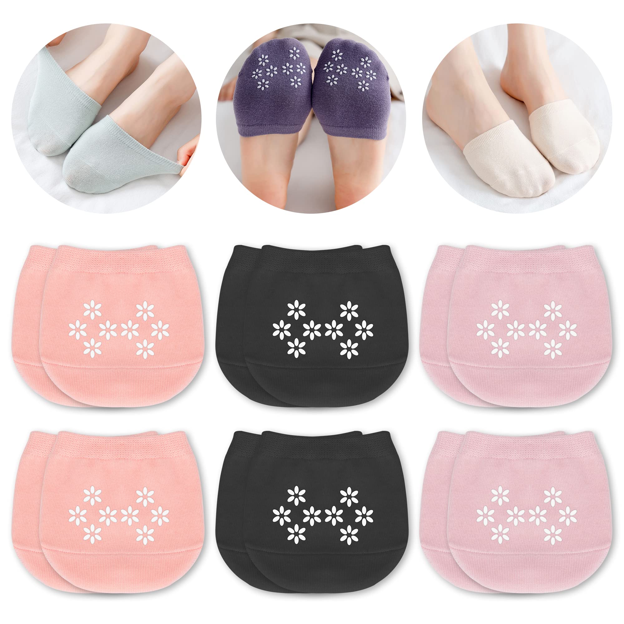 6 Pairs Invisible Toe Socks for Women - Non-Slip Half Socks for Shoes & Sneakers