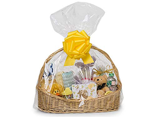 Jumbo Clear Poly Basket Bags Bulk 28x8x32 Inches 1.25 Mil (200 Pack) - Durable Storage Baskets for Retail, Organizing, and Gift Wrapping - WRAPS-BB500B
