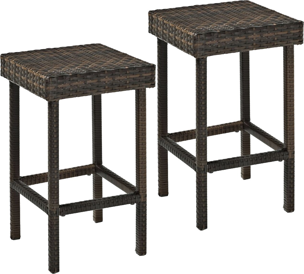 Crosley Furniture Palm Harbor Wicker Counter Height Outdoor Bar Stools, Set of 2 - Brown Rattan Barstools for Backyard, Patio, Deck, Poolside & Garden - Perfect for Outdoor Dining & Entertaining