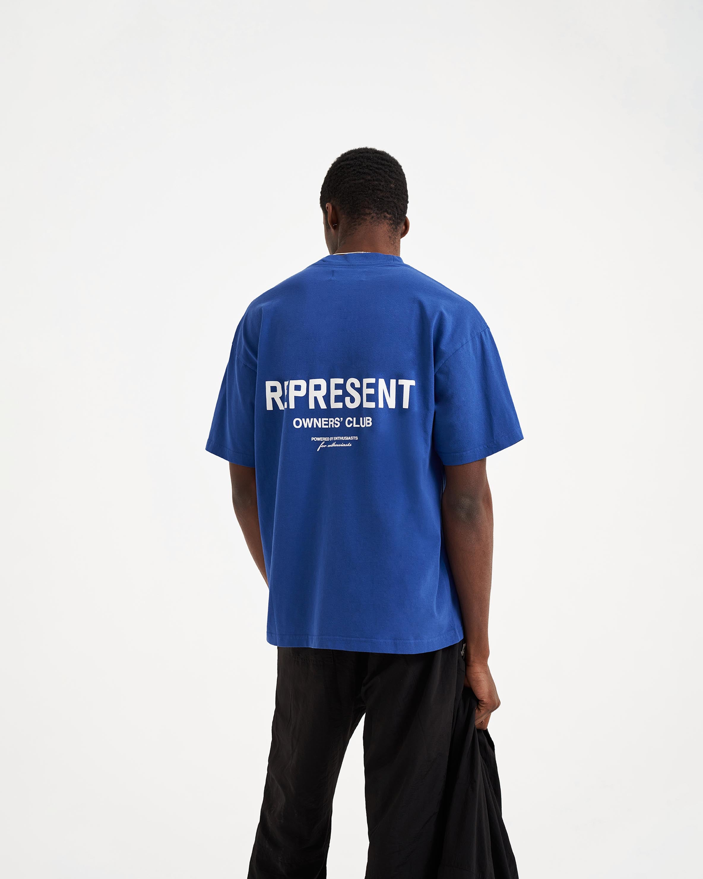 Represent Owners Club T-Shirt - Cobalt Blue Cotton Crewneck Tee for Men | Casual Streetwear & Everyday Outfit Essential