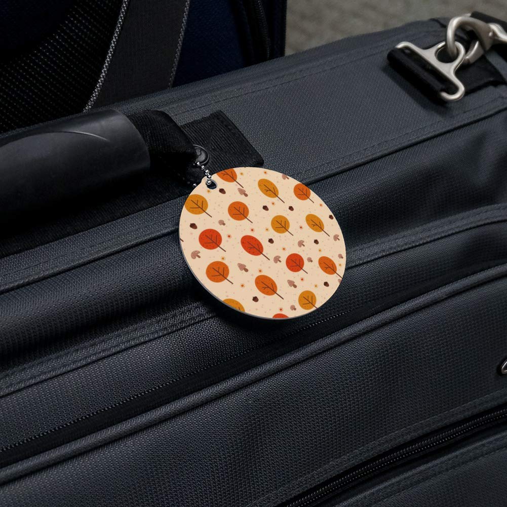 Autumn Fall Trees Pattern Round Luggage ID Tag - Durable Suitcase Name Tag for Carry-On Bags - Perfect for Travel Identification & Lost Baggage Prevention
