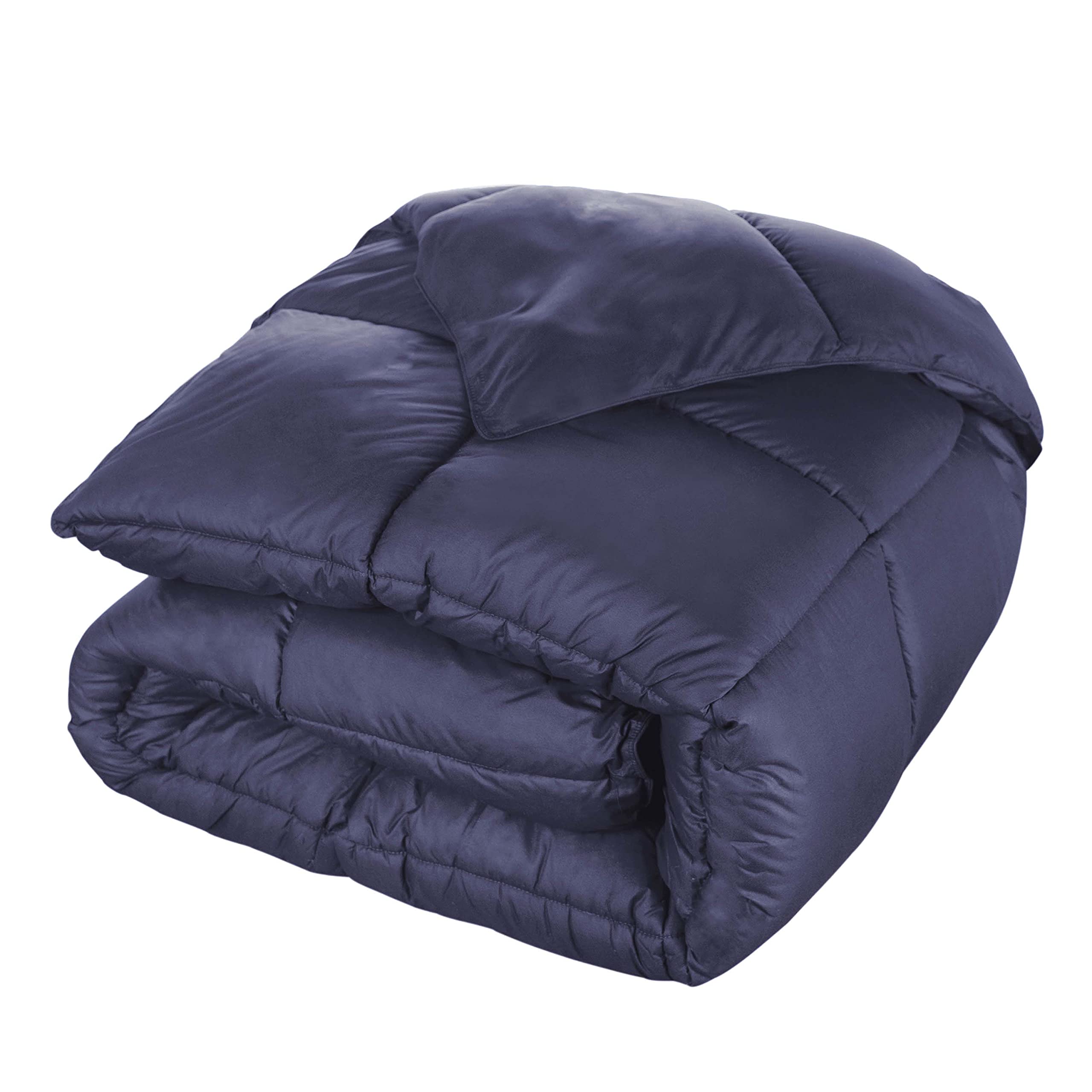 All-Season Reversible Down Alternative Navy Blue Cotton 5-Piece Super King Comforter Set - 100x120 Inches Duvet Insert for Bedroom, Guest Room & Luxury Hotels