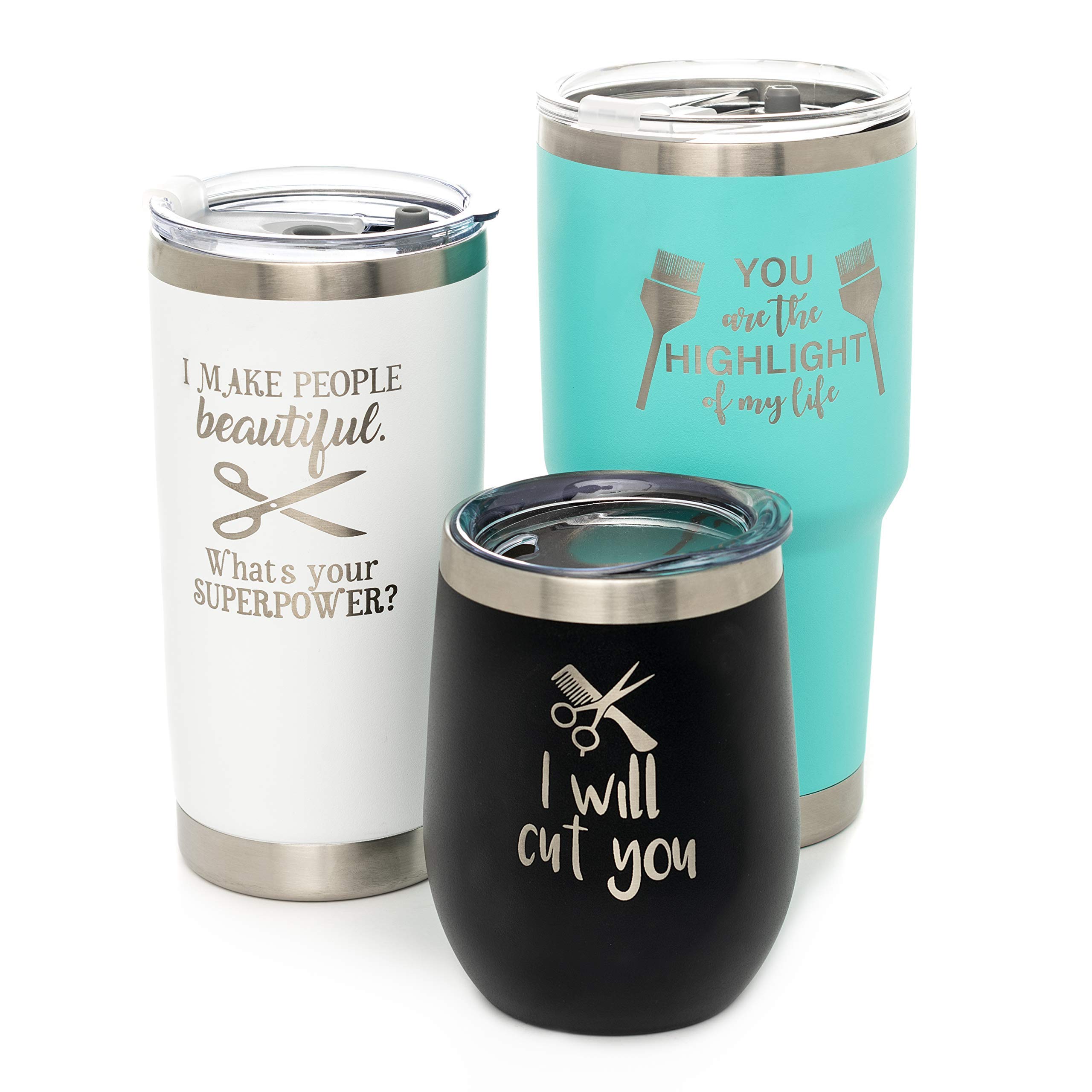Stylist Gift Ideas - 20oz & 30oz Insulated Wine Tumblers & Water Bottles for Hairdressers - Perfect for Salon Appreciation, Birthday & Christmas Gifts