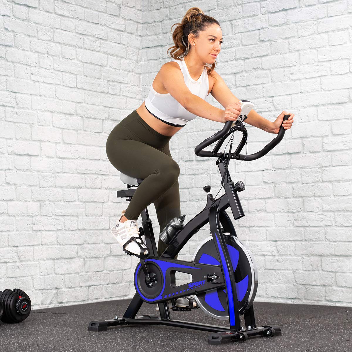 XtremepowerUS Indoor Cycling Bike with 22lbs Flywheel - LED Display Stationary Exercise Bike for Home Gym, Cardio & Fitness Training - Perfect for Weight Loss & Full Body Workout