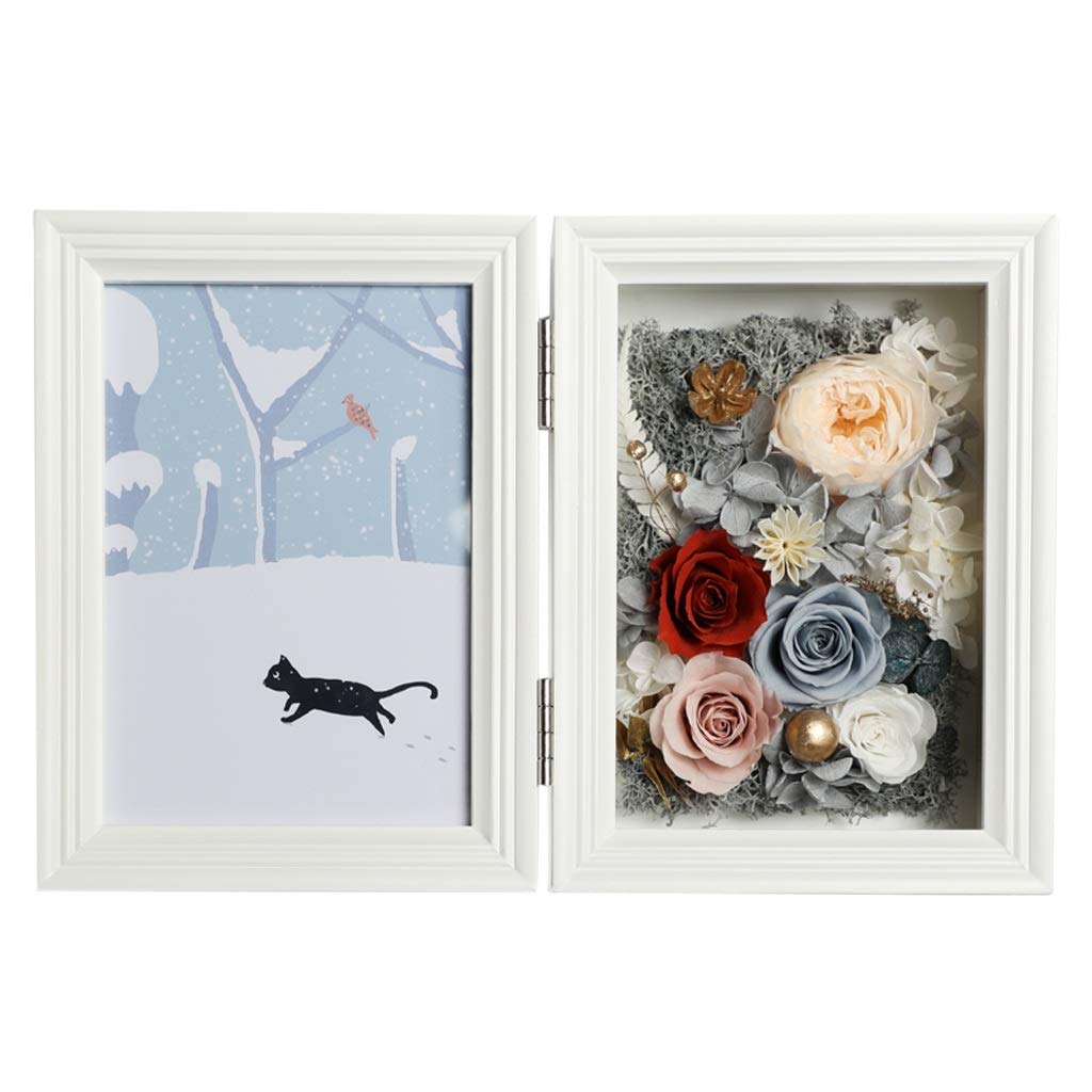 LZL Eternal Rose Photo Frame - Real Preserved Rose Gift Box for Wife, Girlfriend - Valentine's Day & Birthday Present with Photo Display - Long Lasting Romantic Home Decor (Color: A) - Perfect for Anniversaries, Weddings & Special Occasions