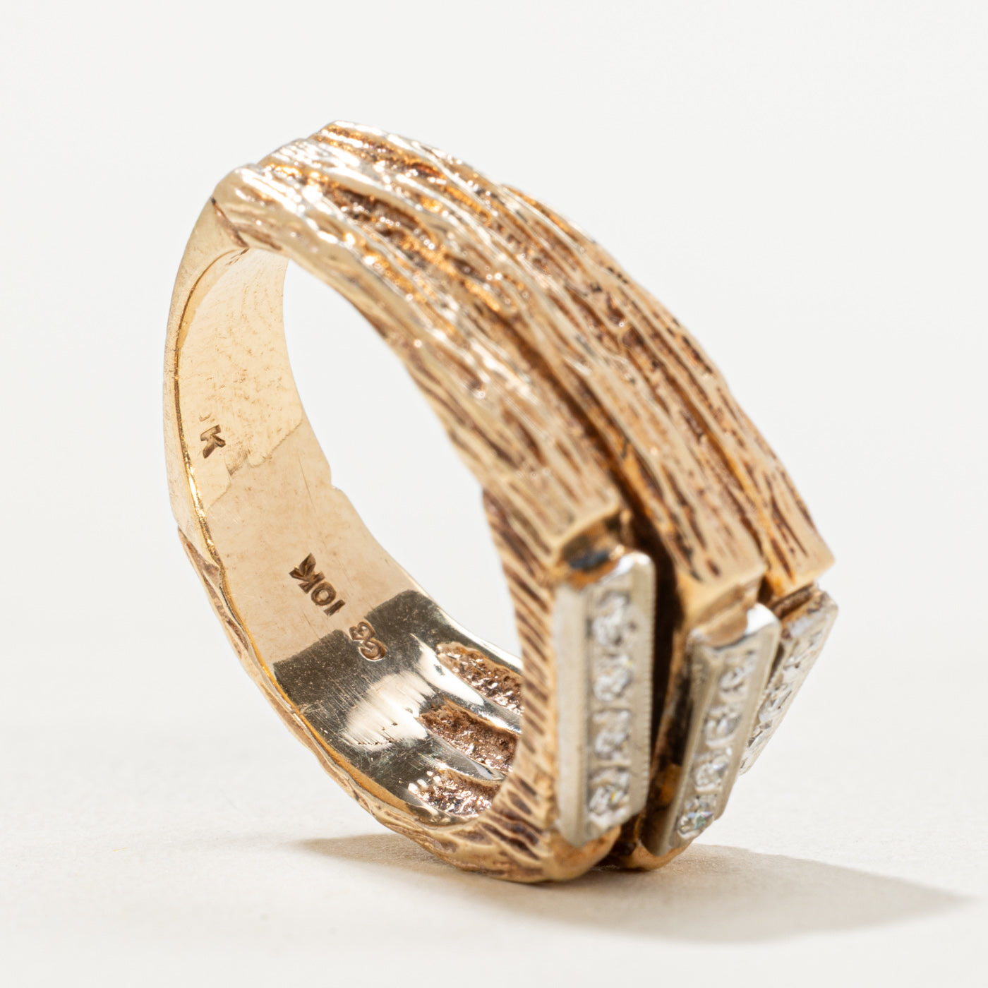Elegant Multi Row Diamond Textured Cocktail Ring - 0.18ctw Sparkling Stones - Size 9.25 - Perfect for Evening Parties, Weddings & Special Occasions