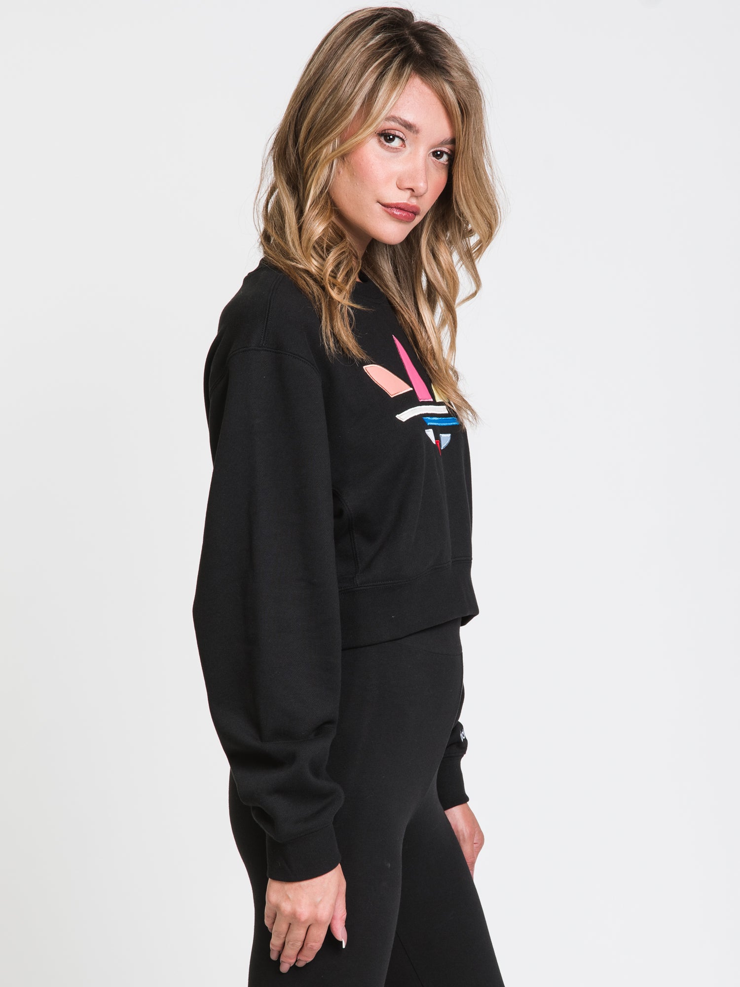 Adidas Cropped Embroidered Logo Sweatshirt for Women | Fashion Hoodie for Casual Wear & Gym | Clearance Sale | Perfect for Street Style & Workouts
