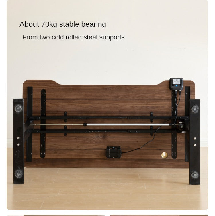 Black Walnut Solid Wood Electric Standing Desk - Adjustable Height Office Desk for Home & Workspace - Perfect for Remote Work, Gaming, and Ergonomic Comfort