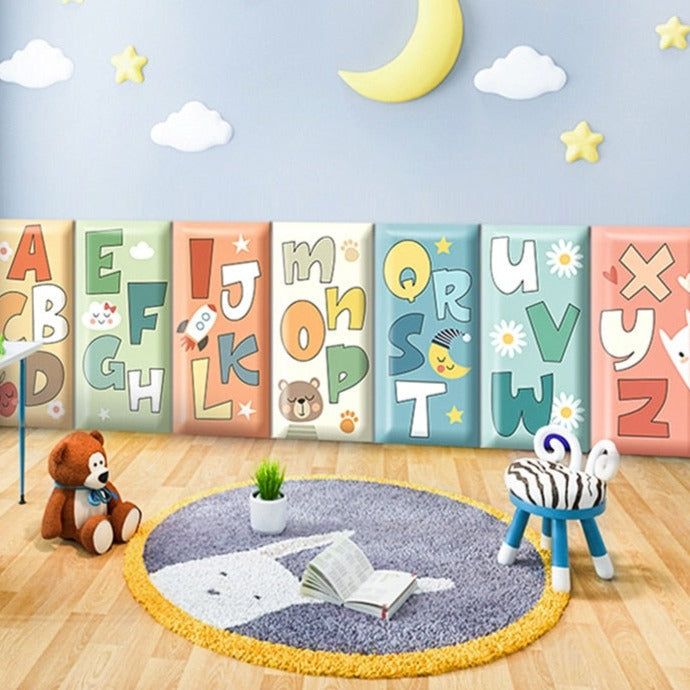 Soft Alphabet Kids Wall Padded Safety Cushions - Non-Toxic Foam Floor Mats for Nursery, Playroom & Toddler Learning Areas