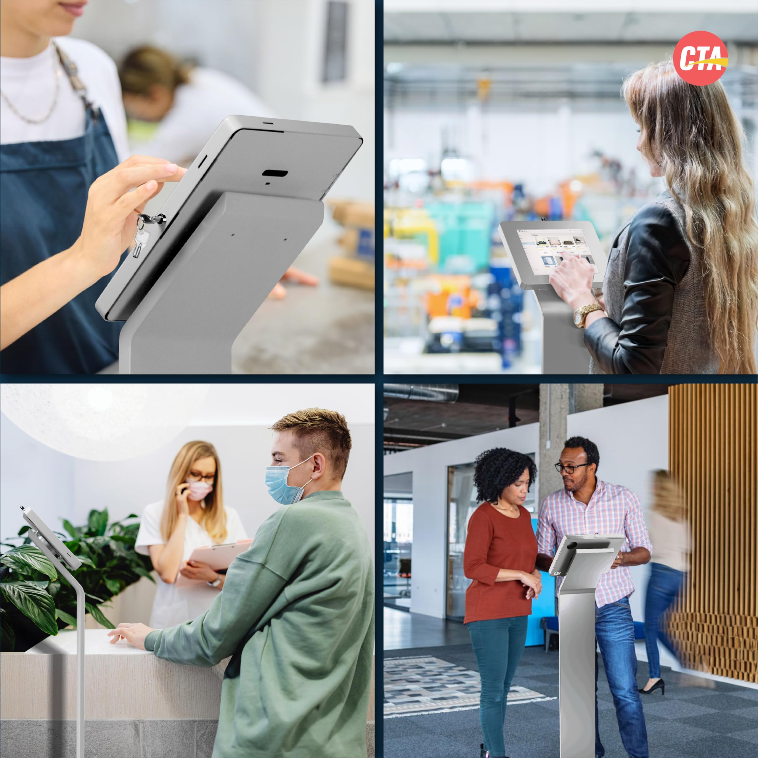Heavy-Duty VESA Compatible Floor Stand Kiosk with Cable Management System, Scratch-Resistant Base & Kitting Options - Perfect for Retail Displays, Trade Shows & Digital Signage (ADD-PARAFSS) - Silver