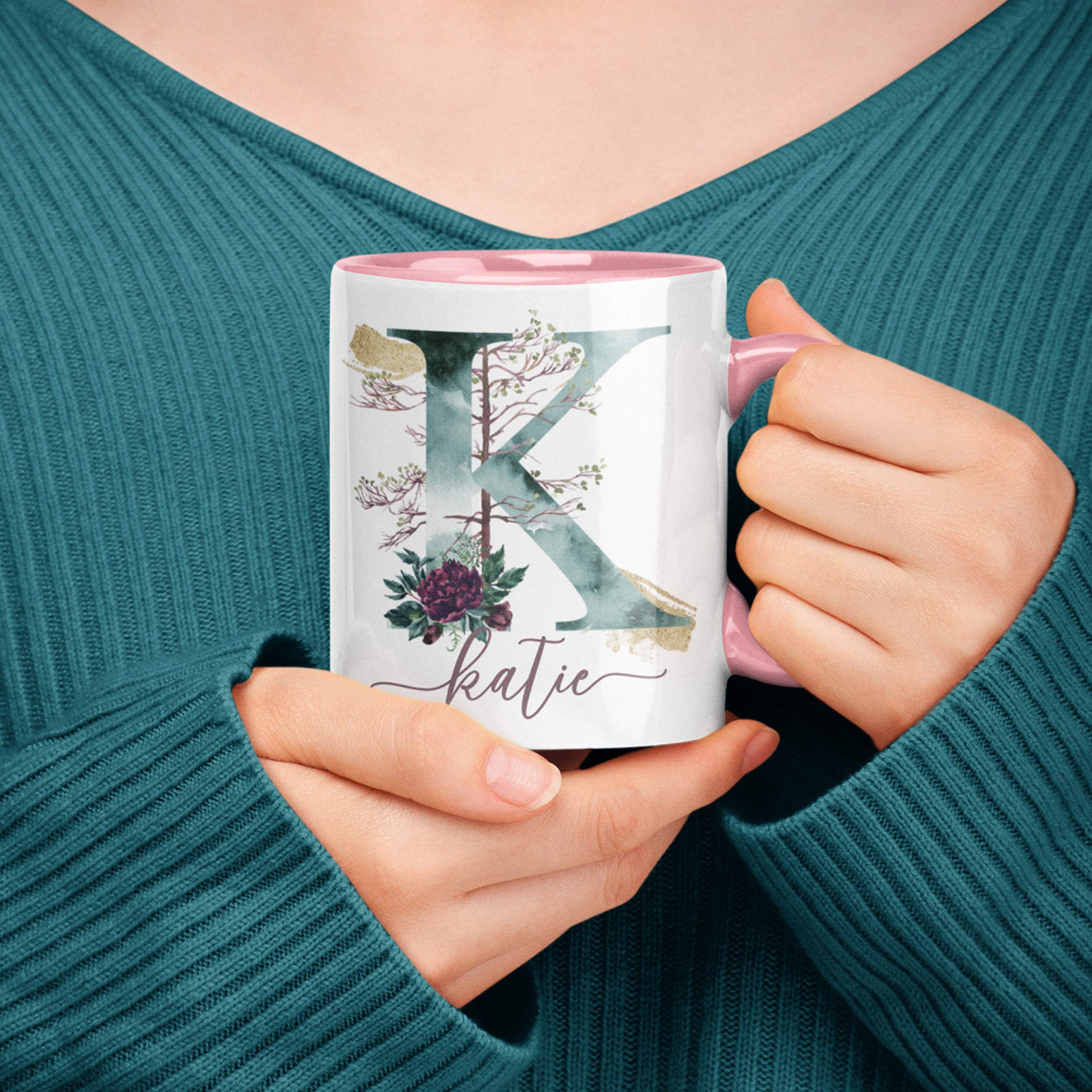 Personalized Initial Coffee Mug - 11oz Royal Blue Ceramic Cup - Gifts for Women - Perfect for Birthdays & Office Use