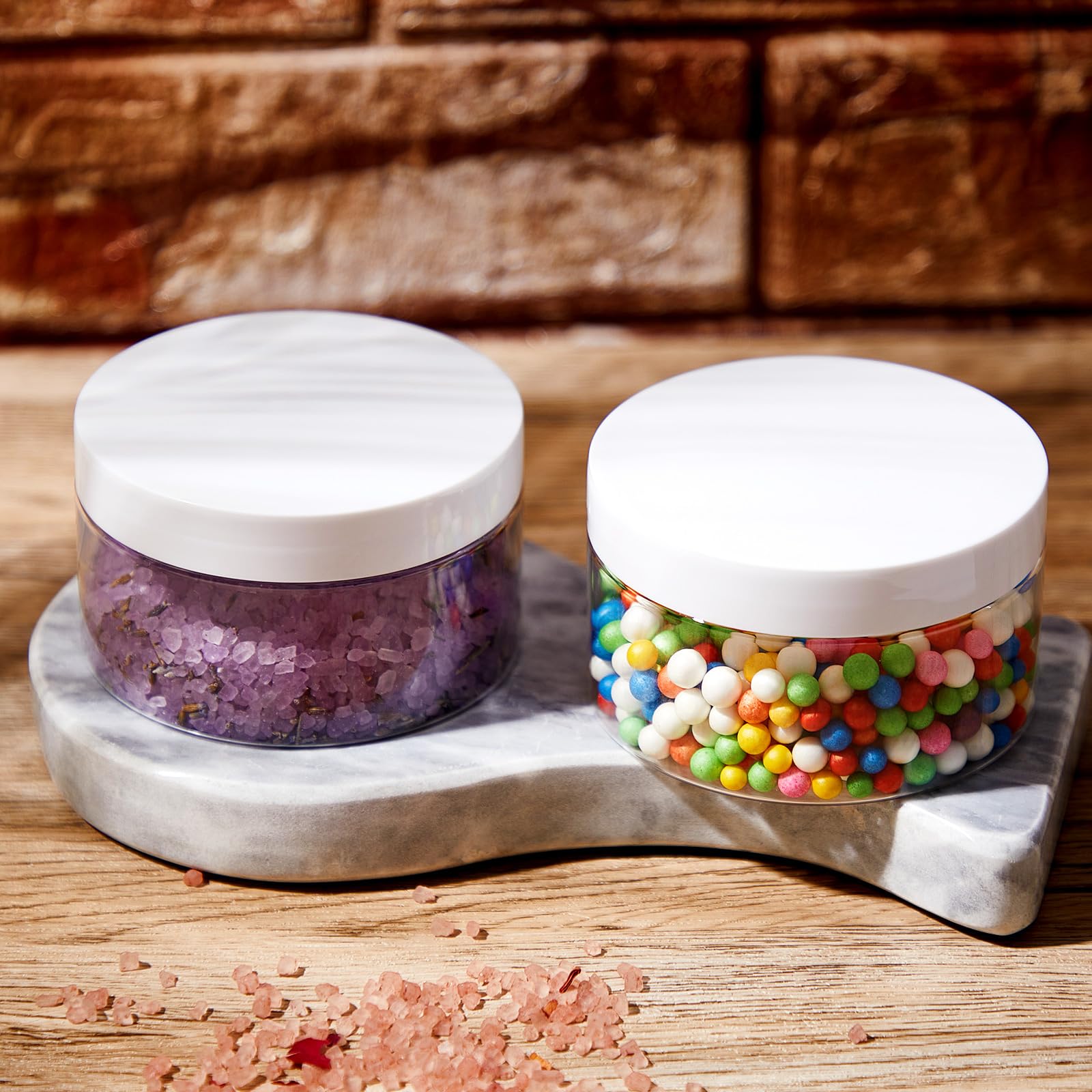 24-Pack 8 oz Clear Plastic Jars with White Lids - Leakproof PET Cosmetic Containers for Lotion, Cream, Gel & Powder Storage | Refillable Travel Jars with Labels | Perfect for DIY Beauty Products, Travel Toiletries & Home Organization