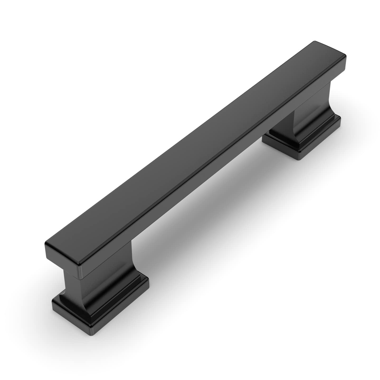 Amerdeco 6 Pack Matte Black Cabinet Pulls 3-3/4 Inch (96mm) Hole Center - Modern Drawer Handles for Kitchen Cabinets, Bathroom Vanity, Dresser & Furniture - Durable Zinc Alloy Hardware for Home Renovation & DIY Projects