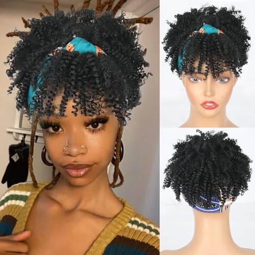 Turban with blue pattern/Black#