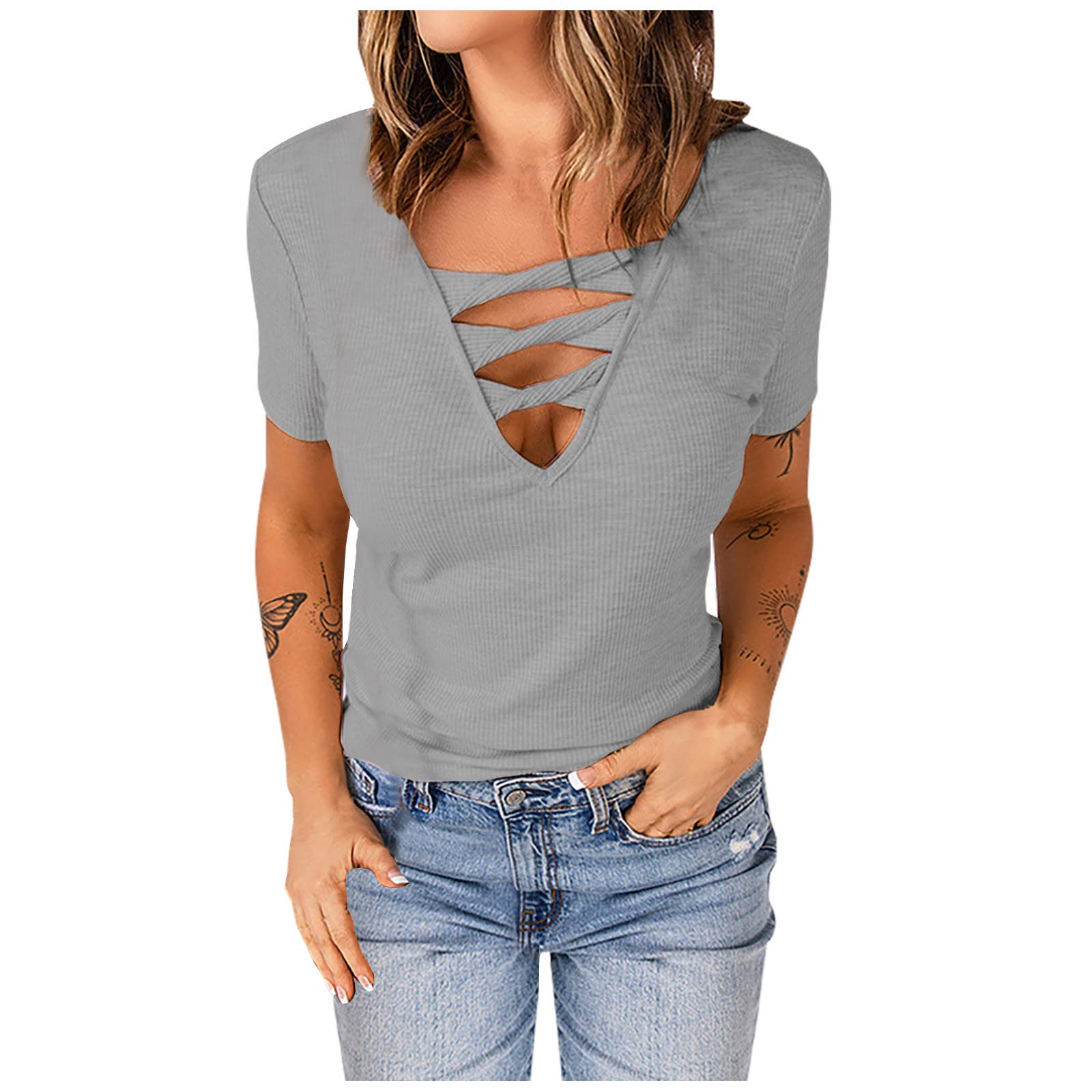 Women's Casual T-Shirts - Summer Cute Printed Tee, Loose Fit Plus Size Short Sleeve Blouse, Sexy & Comfortable Tunic Top for Everyday Wear, Outings & Vacation