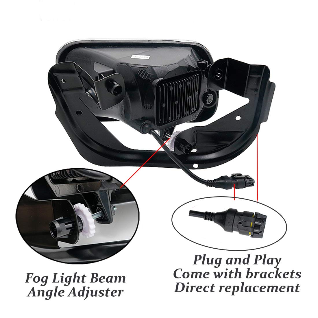LED Fog Lights for Dodge Ram 1500 2009-2012 & Ram 2500/3500 2010-2016 Pickup Truck - Waterproof Off-Road Driving Lights with Mounting Brackets (1 Pair) - Perfect for Night Driving, Foggy Conditions & Off-Road Adventures