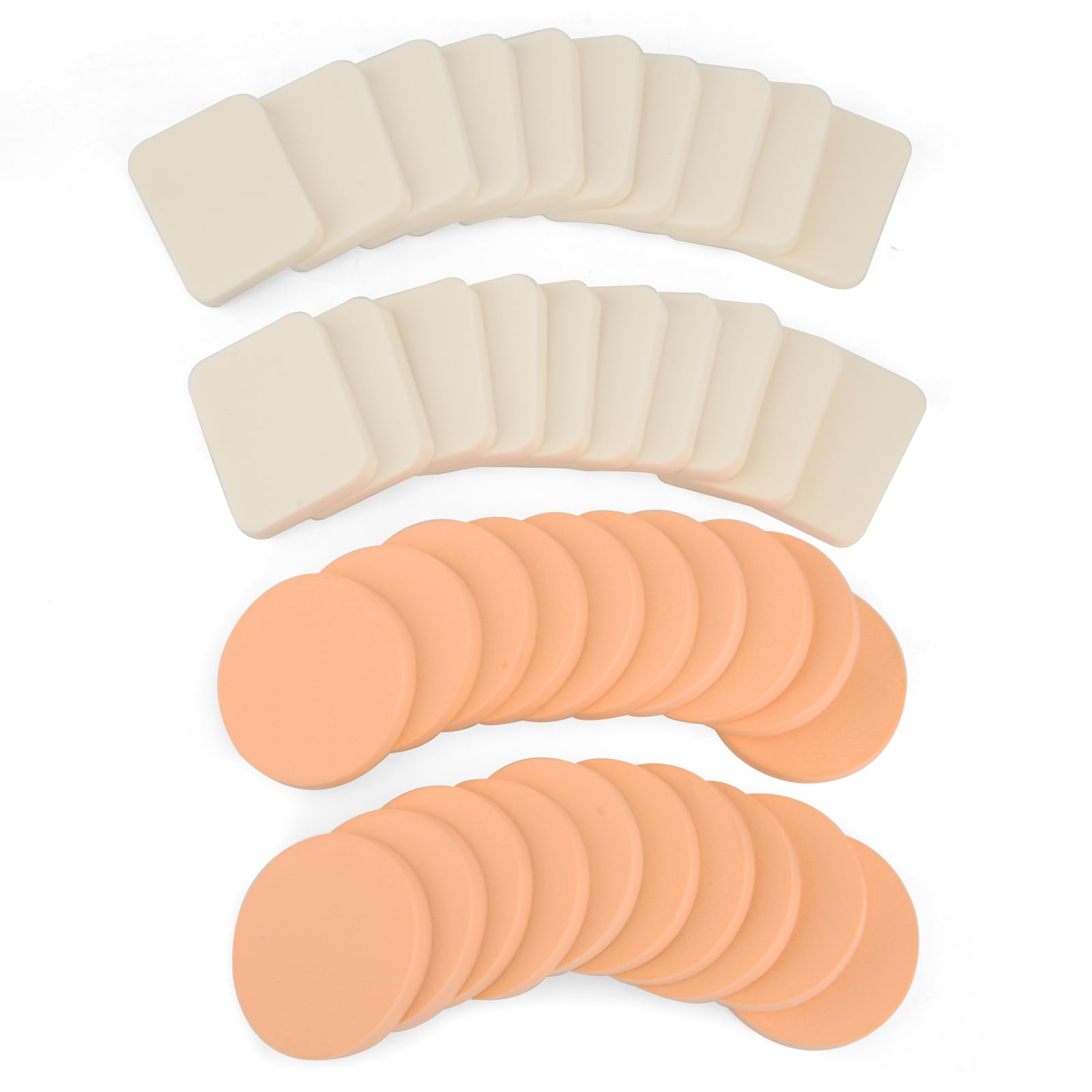 40PCS Round & Square Makeup Blenders Sponges Set - Latex Free, Soft & Flexible for Dry & Wet Application | Perfect for Full Face Curve Blending with Cream, Liquid & Powder Foundation | Ideal for Professional Makeup, Daily Beauty Routine & Travel Cosmetics Kit
