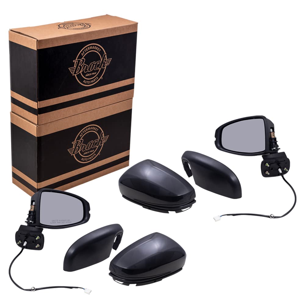 Brock Replacement Power Side Mirrors for 2015-2019 Honda Fit - Heated, Adjustable, OEM Style - Perfect for Daily Commuting, Road Trips & Parking Safety