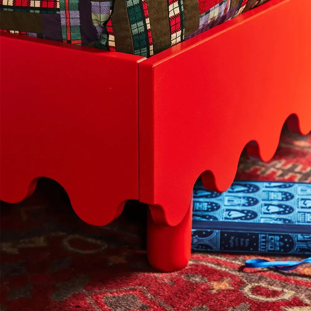 Oeuf Moss Twin Bed Frame in Tomato Red - Modern Kids Bedroom Furniture for Toddlers & Teens - Perfect for Small Spaces & Shared Rooms