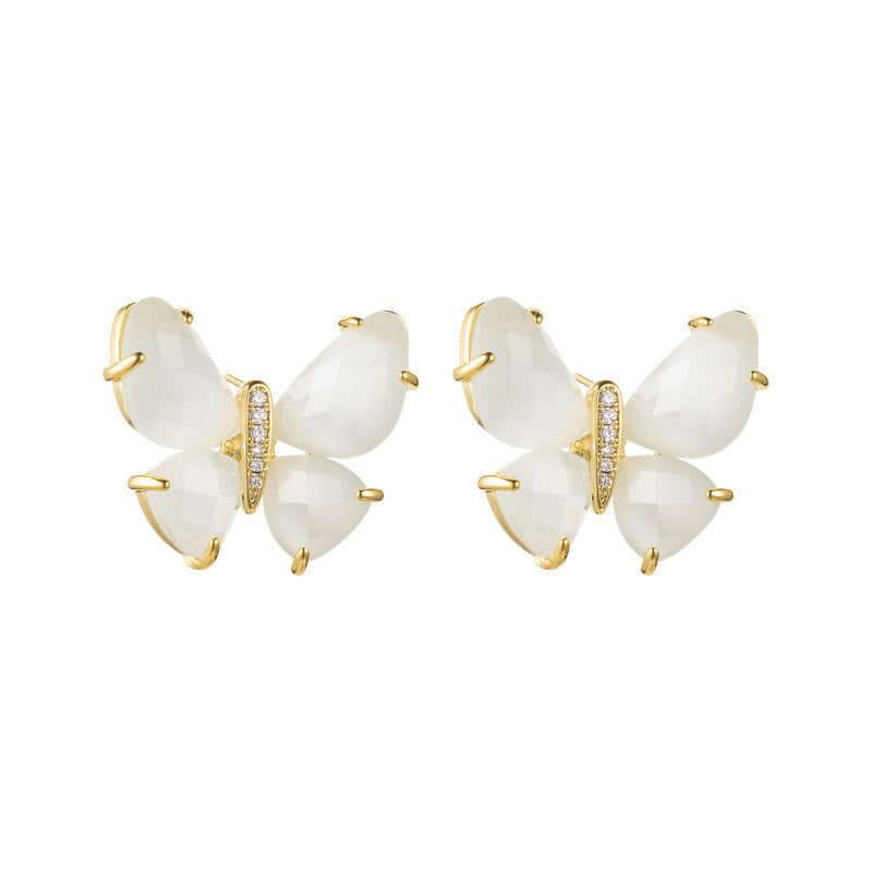 Dainty Cat Eye Stone Butterfly Stud Earrings for Women | R5094 | Elegant Jewelry Gift for Birthday, Anniversary & Special Occasions