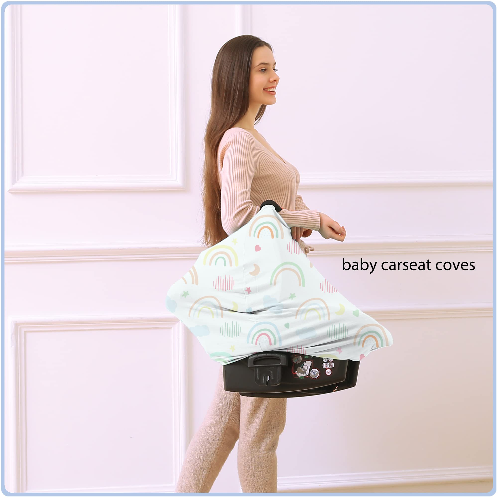 Best Baby Car Seat Covers - Multi-Use Nursing Car Seat Canopy & Breastfeeding Cover, Perfect Baby Shower Gift for Boys & Girls (Rainbow) - Ideal for Travel, Nursing Privacy & Outdoor Protection