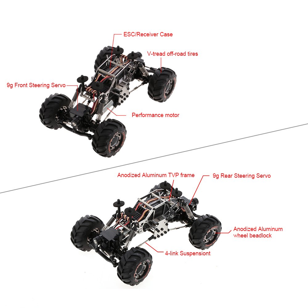 GoolRC 2098B 1/24 Scale 2.4GHz 4WD 4WS Off-Road RC Rock Crawler Car - Ready to Run (RTR) with Double Servo - Remote Control Toy for Kids & Adults - Perfect for Backyard Crawling, Trail Adventures & Indoor Racing