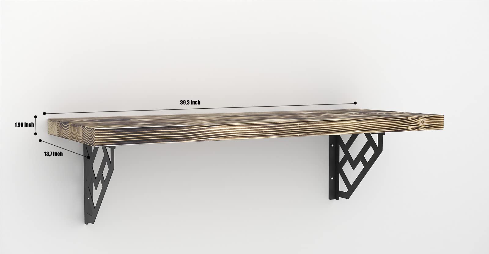 Rustic Burn 32x14 Inch Wall Mounted Desk Bar Table - Space Saving Kitchen Counter, Laundry Shelf, Computer Workbench & Dining Table for Small Spaces | Includes Free Spirit Level (Perfect for Apartments, Dorms & Home Offices)