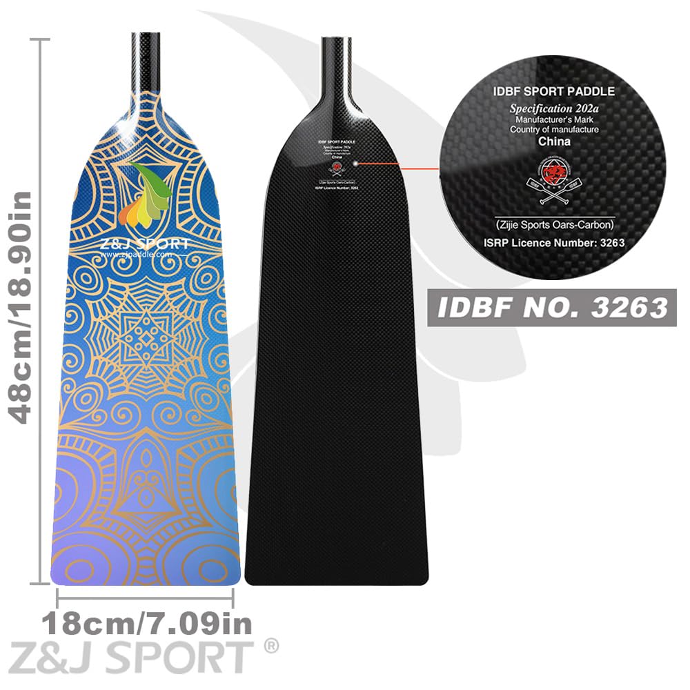 Premium Full Carbon Fiber Dragon Boat Paddle with T-Grip - IDBF Approved Competition Paddle with Custom Graphics - Ideal for Racing, Training & Team Events
