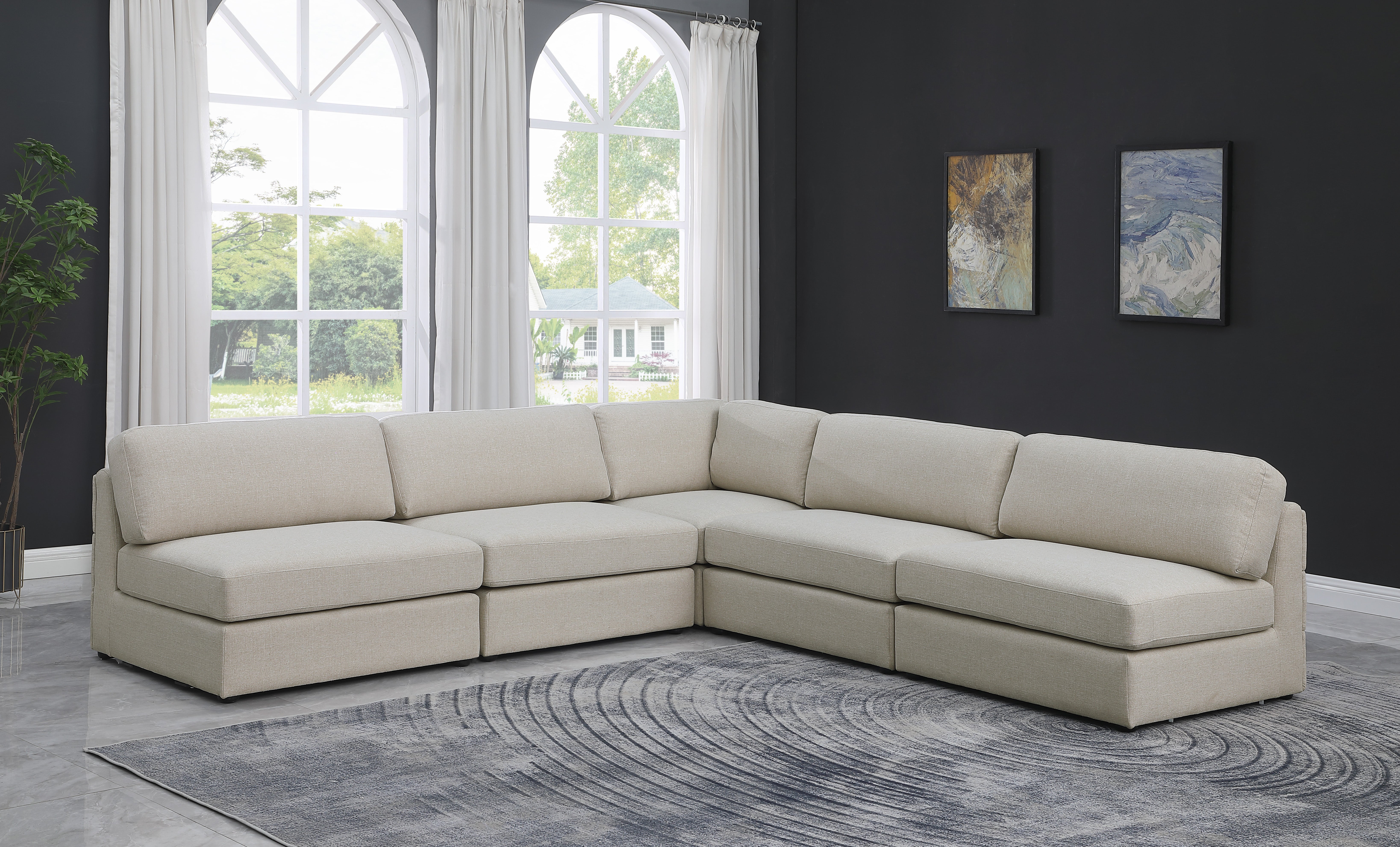 Beckham Durable Linen Textured Fabric Modular Sectional Sofa - Modern L-Shaped Couch for Living Room, Family Room & Home Theater Comfortable Seating