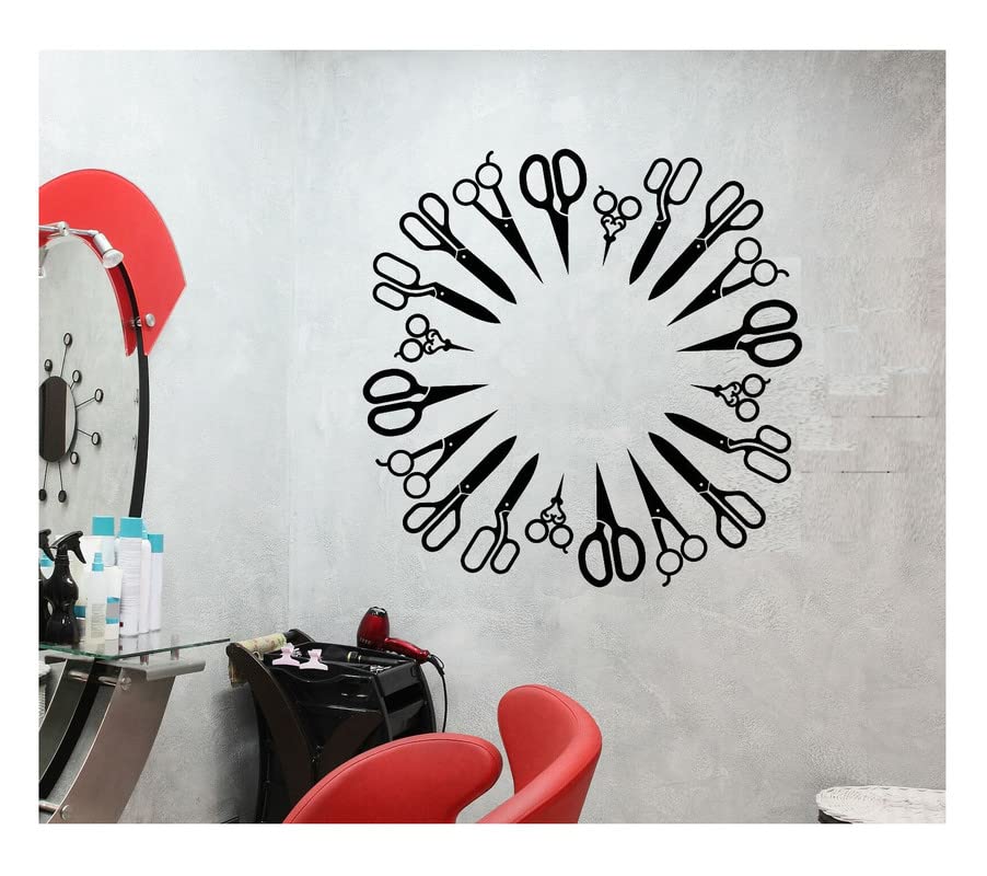 LYOMAN® Vinyl Wall Decal Stickers for Hair Salon & Barbershop - Scissors & Beauty Tools Design - Perfect for Salon Decor, Barber Shop Wall Art, and Beauty Studio Decoration