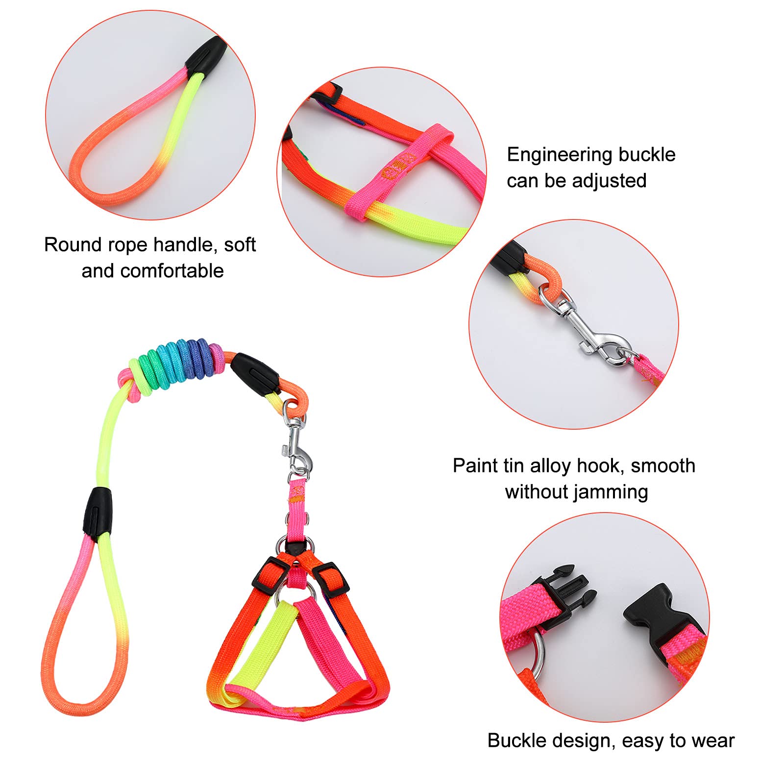 Frienda 2 Pack Adjustable Mini Pig Harness & Leash Set for Small Pets - Hog, Piggy, Ferret, Rabbit, Dog, Cat - Perfect for Walking, Training, Jogging & Outdoor Adventures
