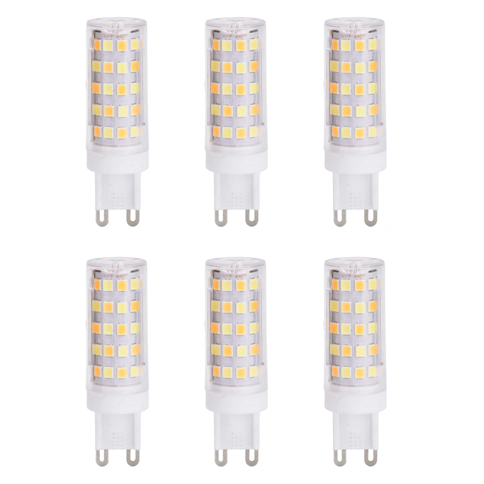 6PCS 66LED G9 Base Light Bulbs 9W 85-265V - Warm White/Daylight/Cool White - PC+Ceramic Small Ceiling Lamp Bulbs for Home, Office, Kitchen, Bathroom, Bedroom Lighting - Compatible with Ceiling Lamps, Wall Lamps, Table Lamps