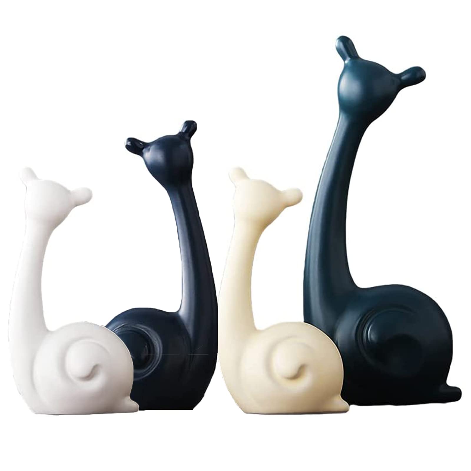 Cute Ceramic Snail Statue Set - 4 Piece Handmade Animal Sculpture Collection for Home Decor | Perfect Gift for Wife, Garden Ornament & Living Room Decoration | Ideal for Indoor Decor, Wedding Gift & Housewarming Present