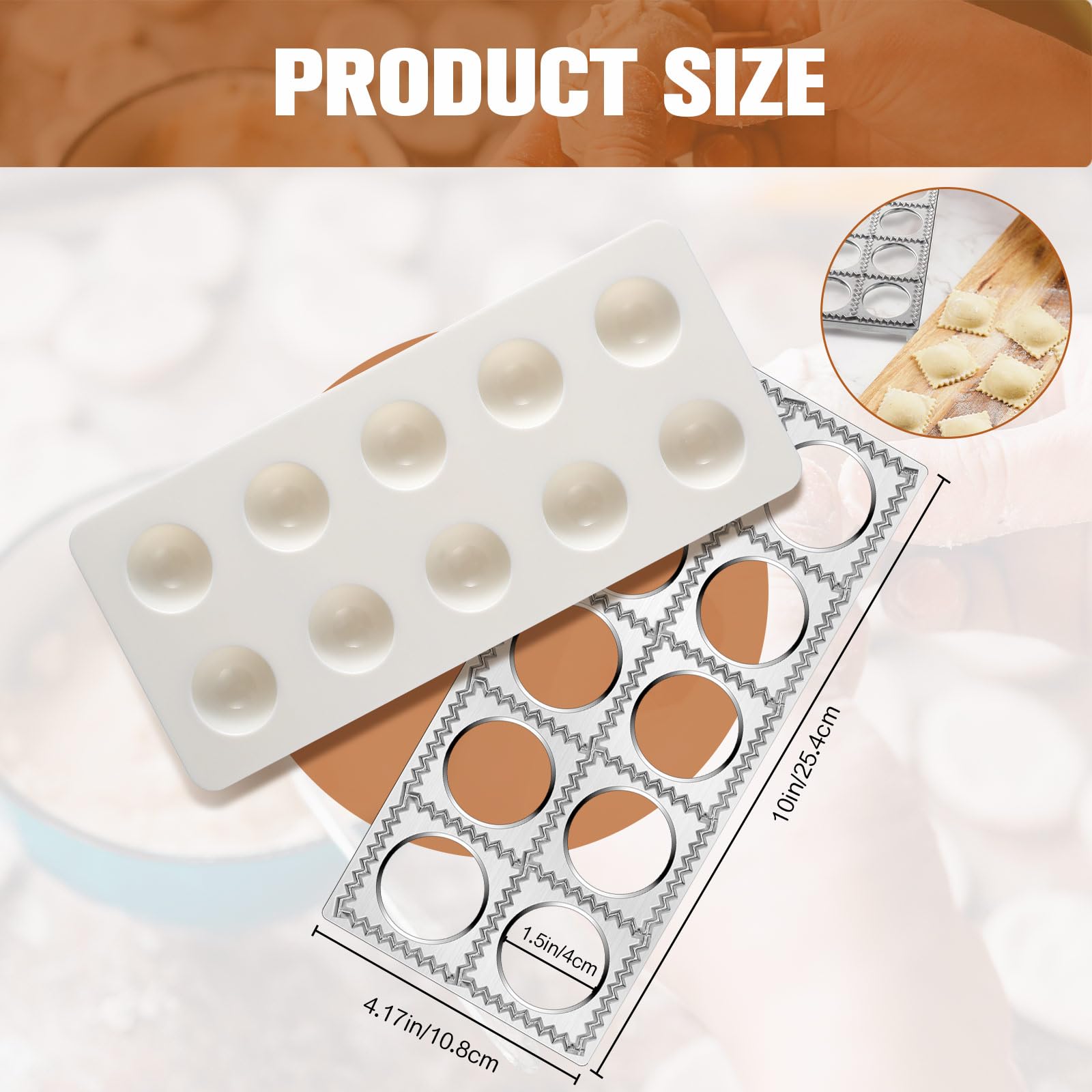 12-Piece Ravioli Mold Set with Press, Scraper, Cutter & Pierogi Maker - Includes Rolling Pin, Gnocchi Board, Wooden Roller & 4 Stamp Cutters for Homemade Pasta, Dumplings - Perfect for Italian Cooking, Family Meal Prep & Holiday Gatherings