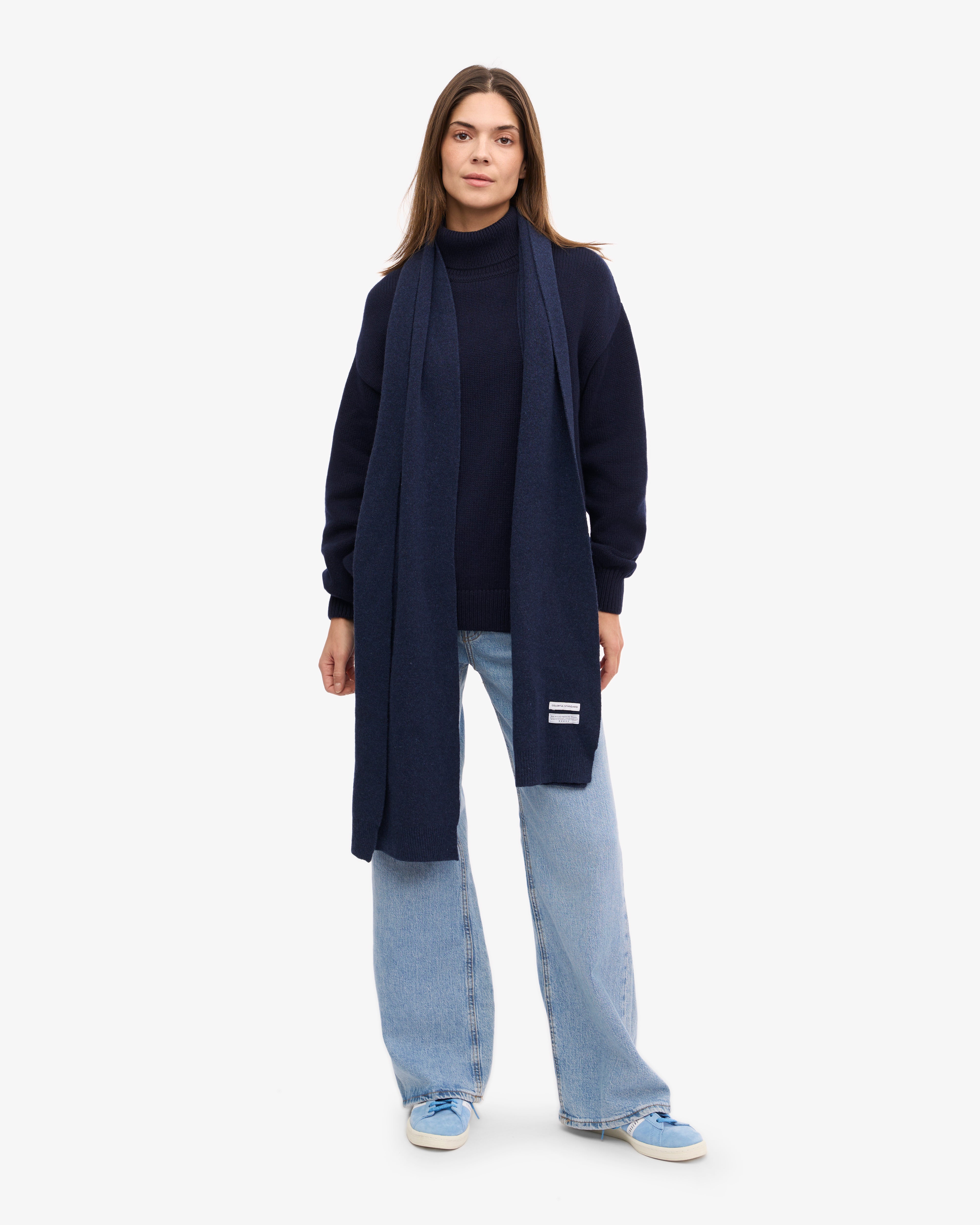 Premium Merino Wool Scarf for Men & Women - Soft Warm Winter Accessory in Marine Blue - Perfect for Cold Weather, Outdoor Activities & Fashion Statement
